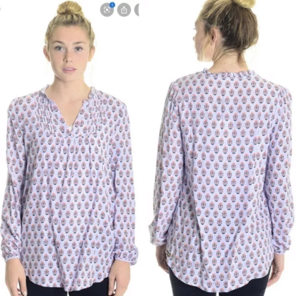 MATILDA JANE • Women’s Purple Delicate Topiary Floral Blouse Tunic Top Size M
